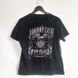 Johnny Cash Large Graphic Print Concert Band Tee 100% Cotton Unisex Country Band
